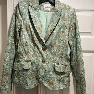 Summum Green Patterned Women's Blazer Size 38